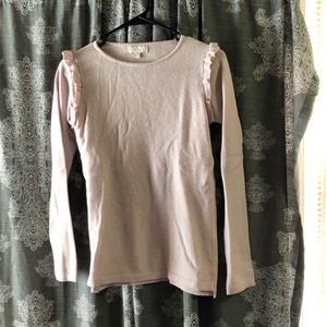 Sweater with shoulder ruffle